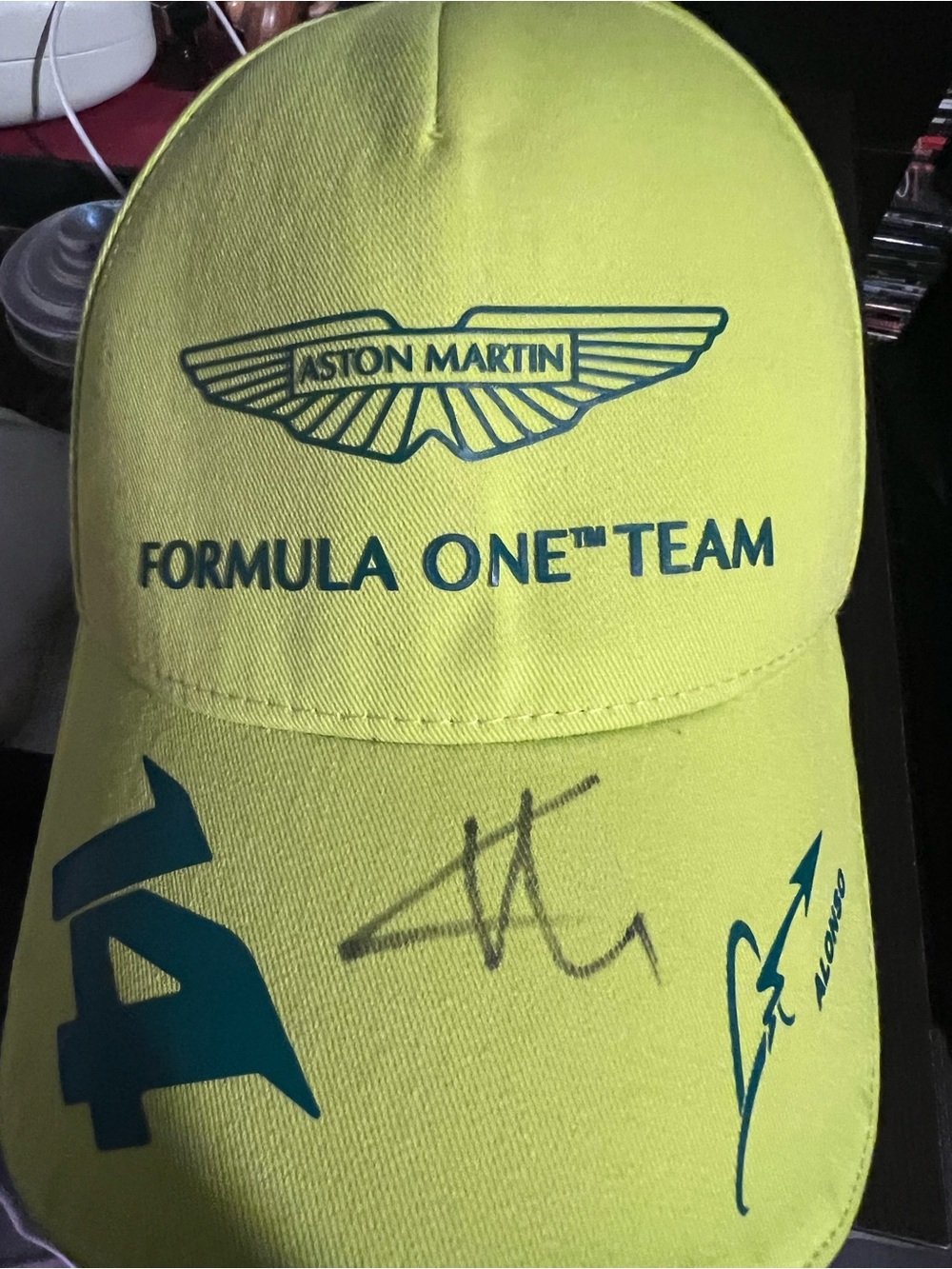 Hugo Boss Fernando Alonso Signed 2023  Yellow Aston Martin Formula One Team Cap